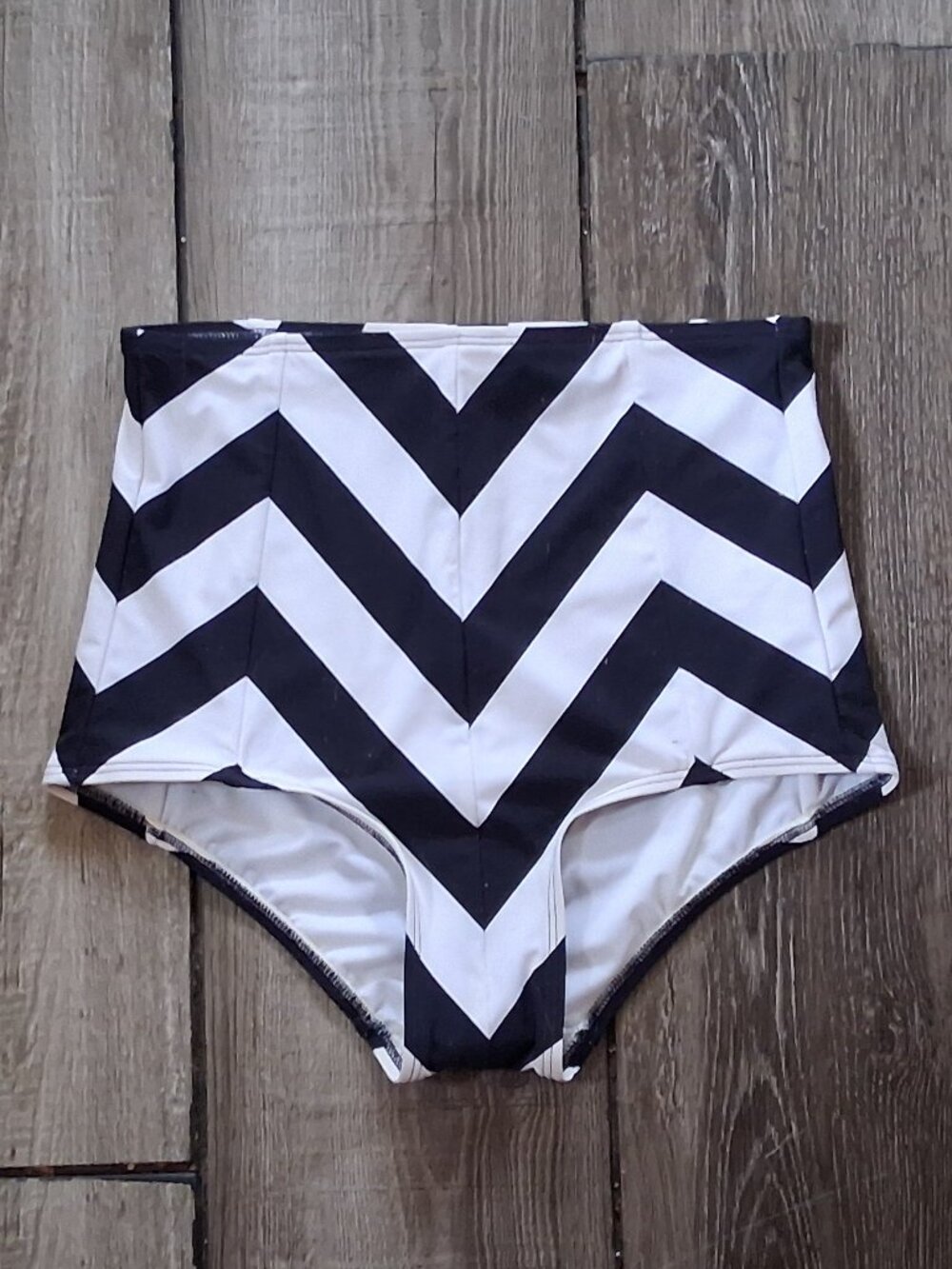 Michael Kors Bikini High Waist Bottom Black White Stripe Small NEW